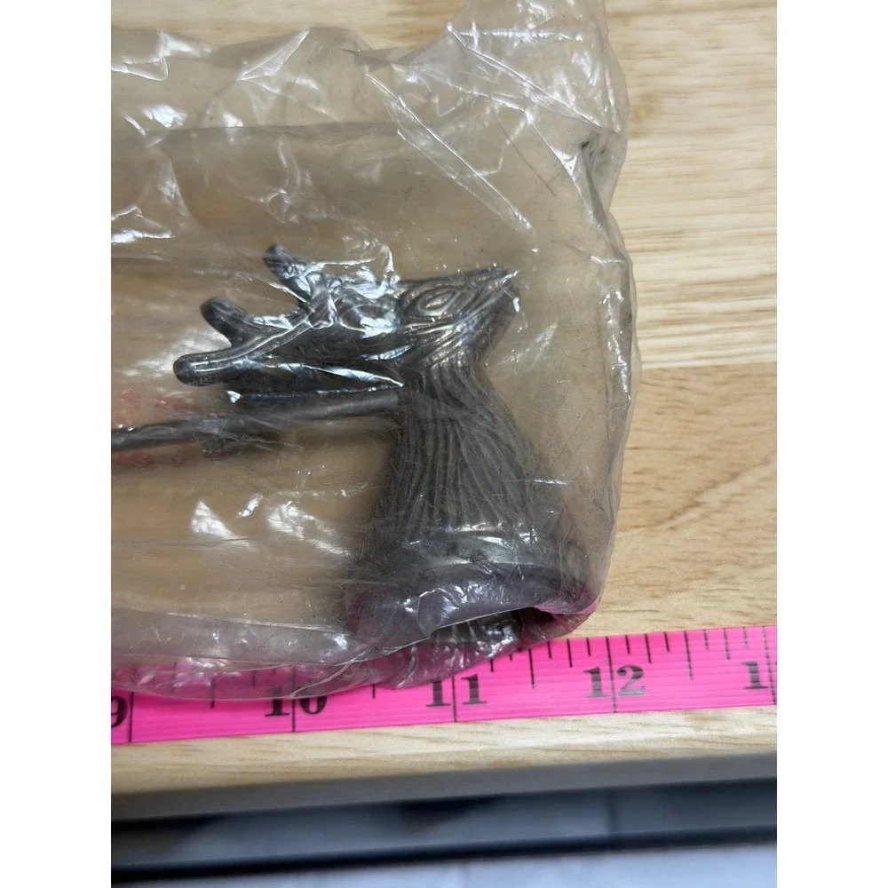 Vintage Silver Tone Metal Stag Head Deer Candle Snuffer Made‎ in India 12 Inch